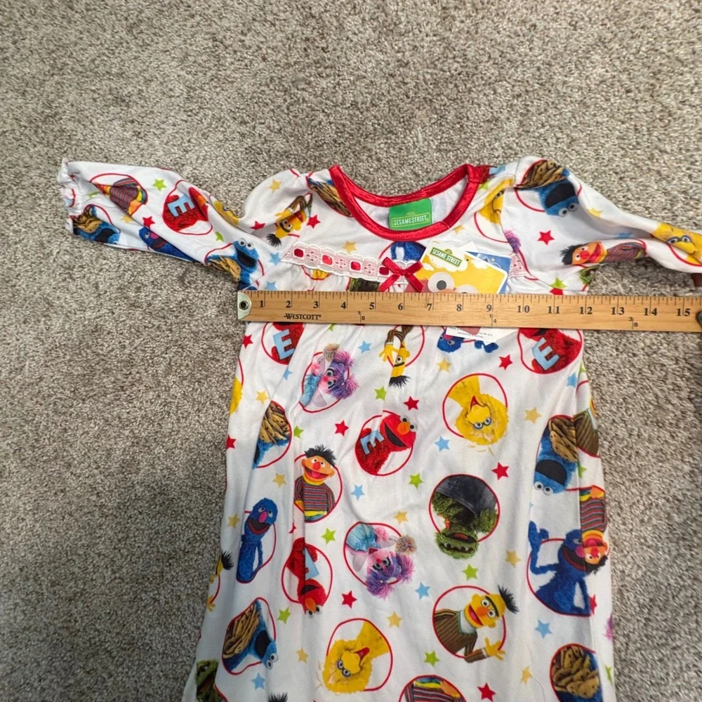 Sesame Street Nightgown Girls 24M White Elmo Cookie Monster Character Print NWT